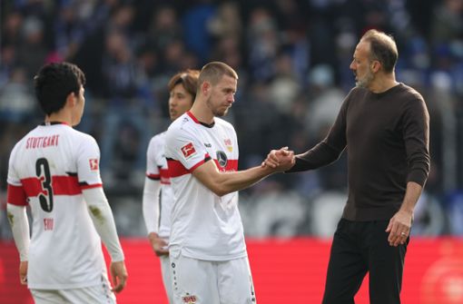 Pellegrino Matarazzo und der VfB Stuttgart haben bei Arminia Bielefeld 1:1 gespielt. Foto: dpa/Friso Gentsch
