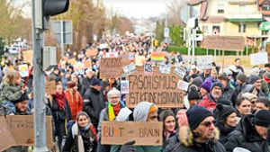 Bunter und großer Protest in Herrenberg. Mit so vielen Teilnehmern hatten die Veranstalter nicht gerechnet. Foto: Eibner-Pressefoto/Nicolas Worn