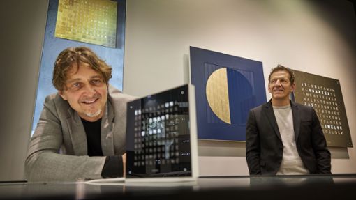 Andreas Funk (links) und Marco Biegert präsentieren ihre Kunst rund um das Thema Zeit. Foto: Gottfried Stoppel/Gottfried Stoppel