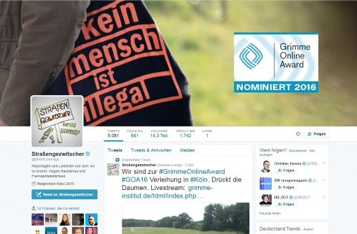Der Grimme Online Award geht an den Twitter-Account Straßengezwitscher. Foto: Screenshot Twitter / @Straßengezwitscher