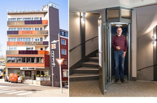 Das Hotel am Postplatz ist ein besonderes, nicht nur wegen des kleinen Aufzugs, den Chef Manuel Böhler hier präsentiert Foto: Stefanie Schlecht