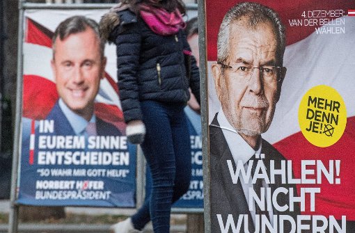 Am Sonntag wählen die Österreicher ihren Staatspräsidenten. Sie können sich zwischen Norbert Hofer und Alexander van der Bellen entscheiden. Foto: EPA