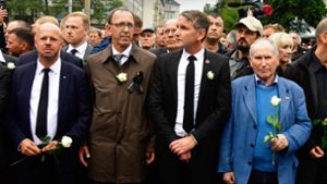 Andreas Kalbitz (ganz links) und Björn Höcke (rechts) werden vom Verfassungsschutz als Rechtsextremisten eingestuft. Foto: AFP/John Macdougall