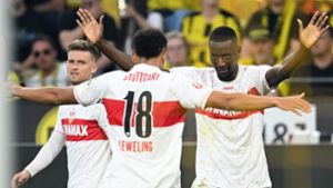 Erneut trifft Serhou Guirassy für den VfB Stuttgart und sichert einen knappen 1:0-Sieg gegen Borussia Dortmund. Foto: AFP/INA FASSBENDER