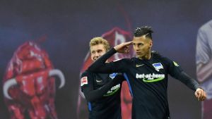 Davie Selke hat mit Hertha BSC seinem früheren Club RB Leipzig eine schmerzvolle Niederlage beschert. Foto: dpa-Zentralbild