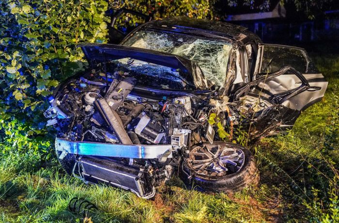 Unfall in Filderstadt: Auto fährt gegen Baum - Fünf Verletzte
