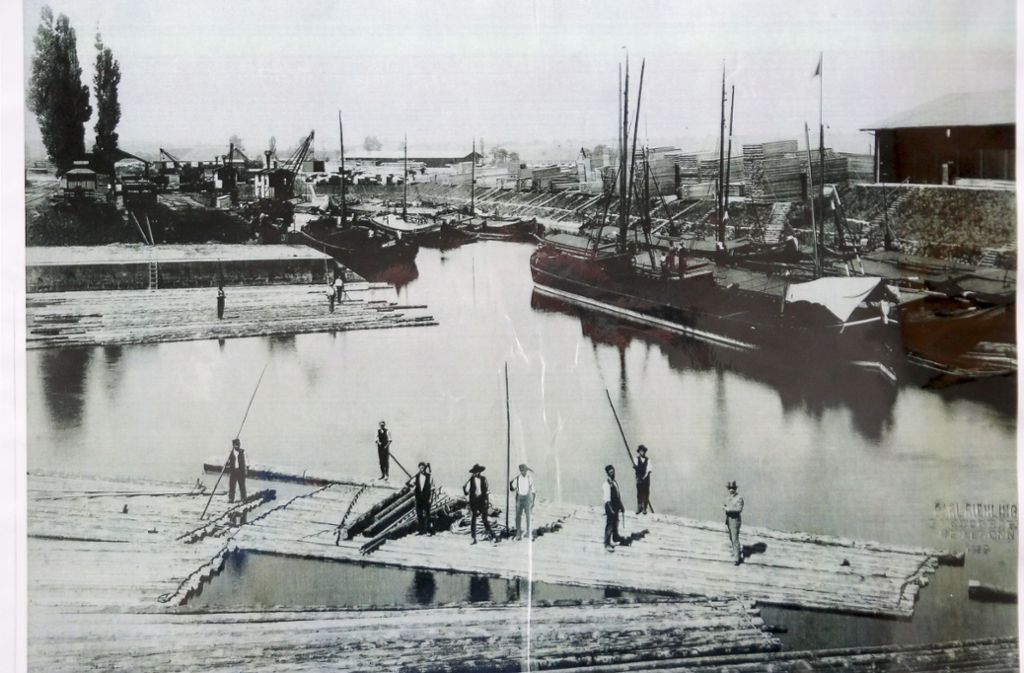 Der alte Heilbronner Floßhafen um 1900.