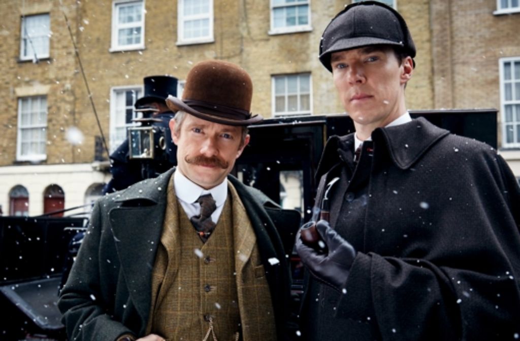 Ein Special der BBC-Reihe „Sherlock“ führt Sherlock Holmes (Benedict Cumberbatch, r.) und Watson (Martin Freeman) in das Jahr 1895. Foto: ARD Degeto / Programmplanung und Presse