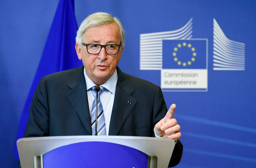 Jean-Claude Juncker, Präsident der EU-Kommission, kommt zum deutsch-französischen Regierungstreffen in Meseberg. Foto: AFP