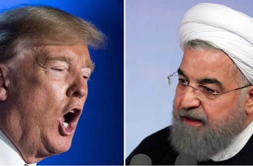 Die Präsidenten Donald Trump und Hassan Ruhani: wer stellt hier die Bedingungen für ein Treffen? Foto: dpa