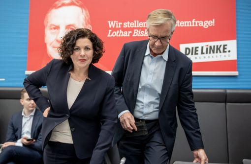 Die Linken-Fraktionschefs Amira Mohamed Ali und Dietmar Bartsch treten nicht erneut an. Foto: dpa/Michael Kappeler