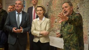 Wegen einer Übung war Bundesverteidigungsministerin Ursula von der Leyen zu Besuch in der Kaserne. Foto: dpa