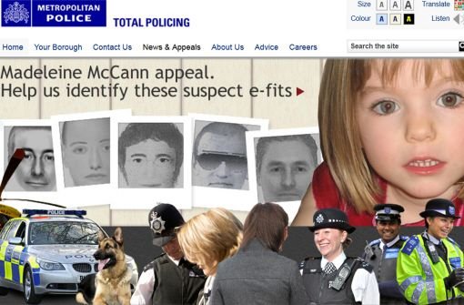 Im Fall der vermissten Maddie McCann sucht die Polizei nun einen Mann, der in Portugal fünf Mädchen sexuell belästigt haben soll. Foto: Scotland Yar