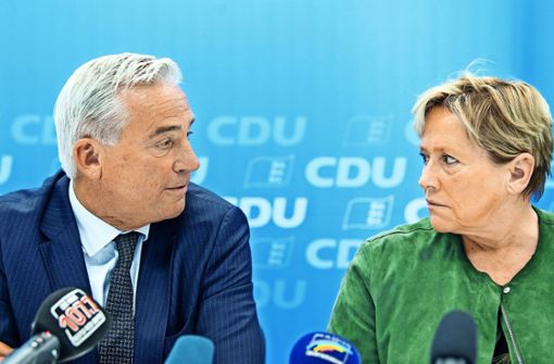 Sind sich nicht immer einig: Innenminister Strobl und Kultusministerin Eisenmann (beide CDU) Foto: dpa/Sebastian Gollnow