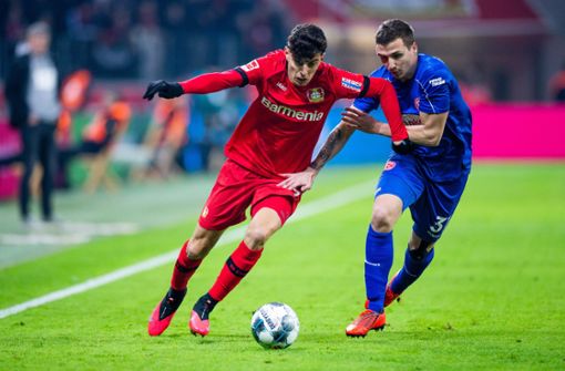 Kai Havertz erzielte das 1:0 für Leverkusen gegen Düsseldorf. Foto: dpa/Rolf Vennenbernd