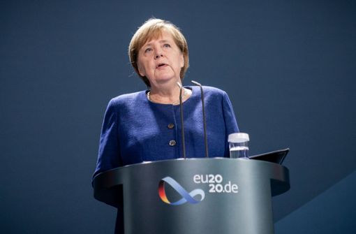 Bundeskanzlerin Angela Merkel (CDU) gibt eine Erklärung zum Ausgang der Wahl in den USA ab. Foto: dpa/Michael Kappeler