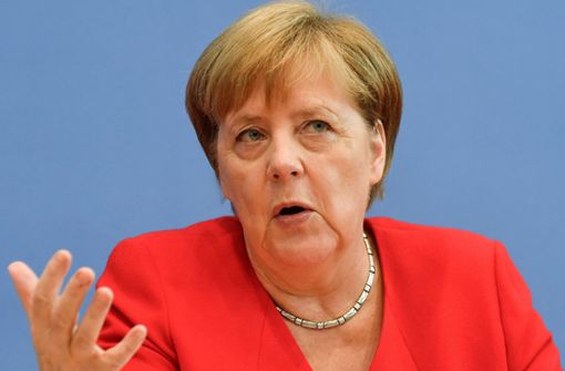 Angela Merkel bei der Sommerpressekonferenz. Foto: AFP