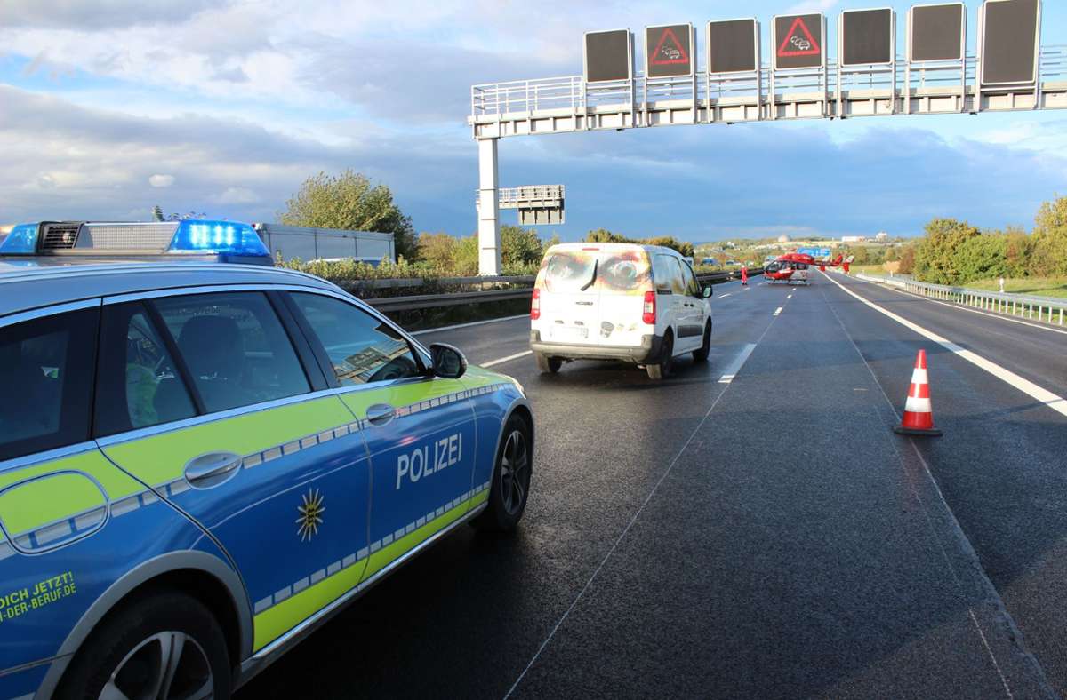 Der Unfall ereignete sich am Dienstagnachmittag auf der A81 bei Möglingen.