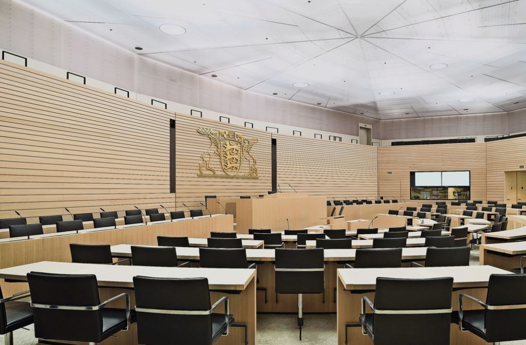 Der runderneuerte Plenarsaal im Haus des Landtags
