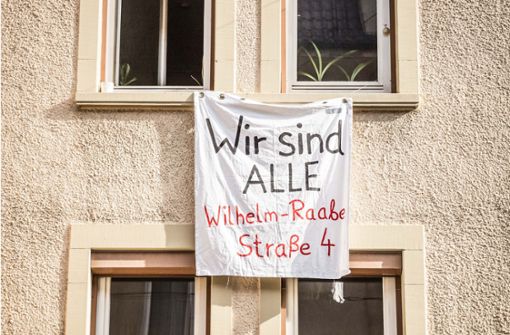 Solidarität mit den Hausbesetzern. Foto: Lichtgut/Julian Rettig