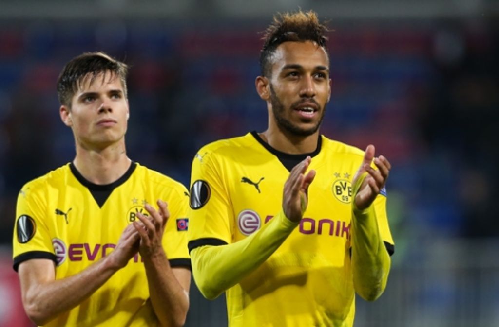Pierre-Emerick Aubameyang  hat im Europa-League-Spiel bei Qäbälä für Borussia Dortmund gleich dreifach getroffen. Foto: dpa