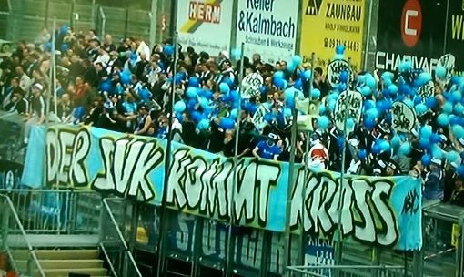 Der Kickers-Auswärtsblock in Würzburg.  Foto: Screenshot Facebook.com/ErkanStefan