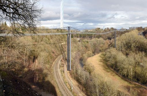 Die geplante Hängebrücke in Rottweil soll die Altstadt mit dem Testturm für Aufzüge verbinden Foto: Hängebrücke Rottweil