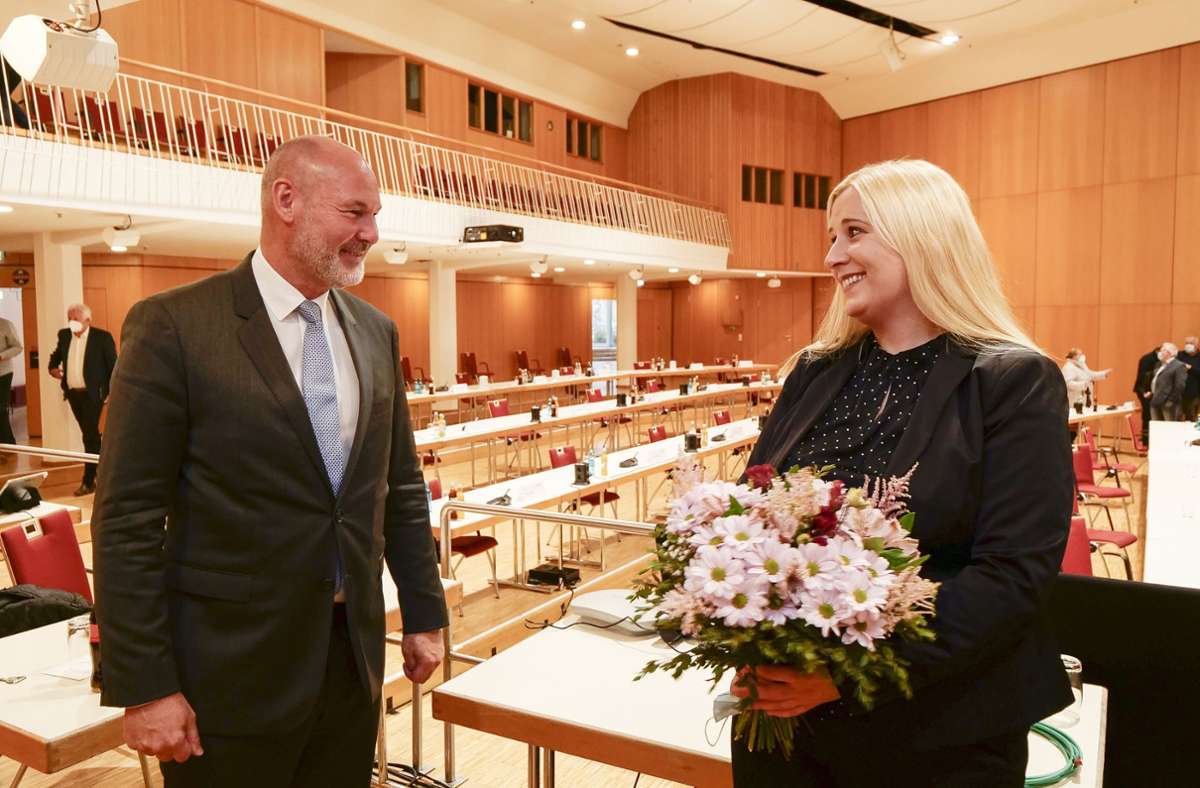 Da lächelten sie noch: Martin Georg Cohn und Josefa Schmid nach  deren Wahl im Mai 2021. Foto: Simon Granville