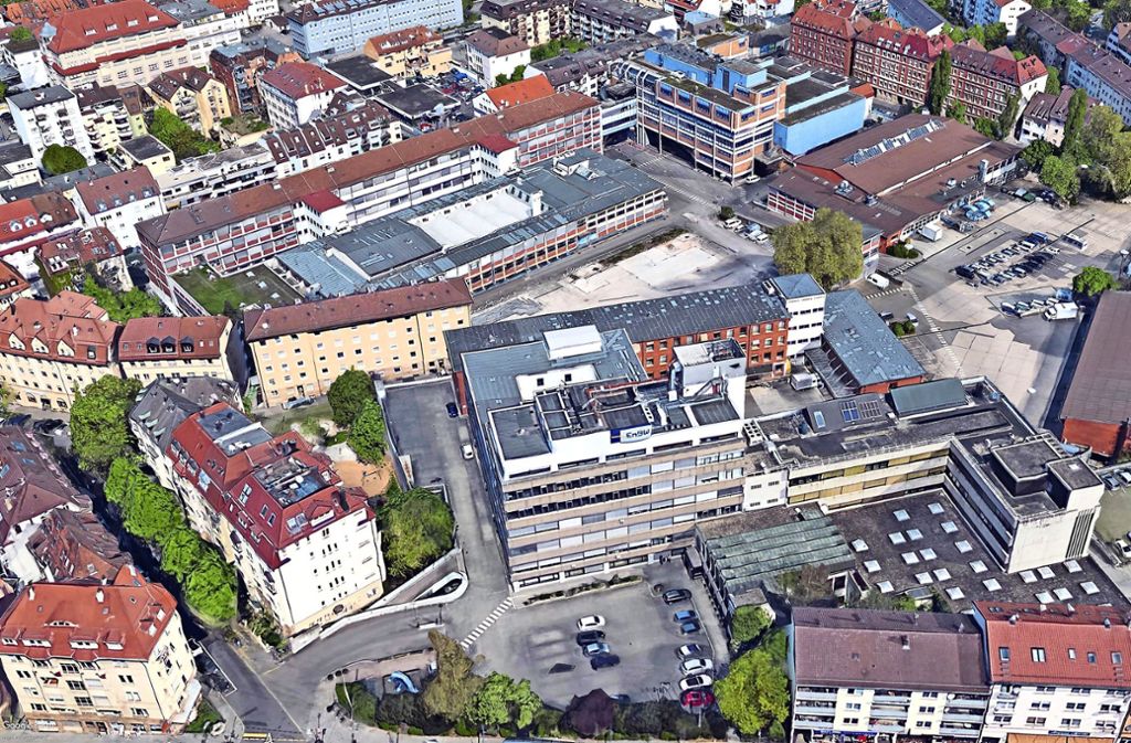 Die Satellitenaufnahme des EnBW-Areals im Stuttgarter Osten ist schon etwas älter, zeigt aber die bestehenden Gebäudestrukturen noch ganz gut. Foto: Google Earth