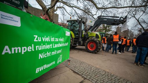 Landwirte demonstrierten auch vor dem Dreikönigstreffen der FDP. Die Partei gerät zunehmend unter Druck. Foto: dpa/Christoph Schmidt