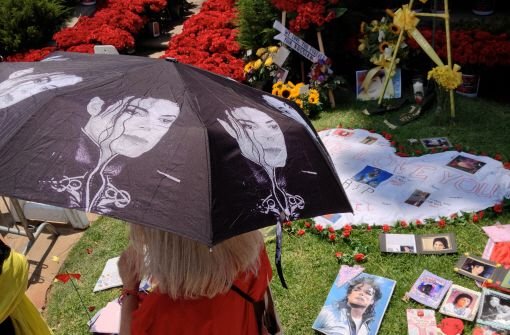 Fans erinnern an Michael Jackson: Vier Jahre nach dem Tod des Sängers liegen Tausende Rosen an seinem Grab.  Foto: dpa