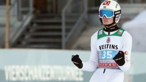 Marius Lindvik hat das Neujahrsspringen in Garmisch-Partenkirchen gewonnen. Foto: dpa/Daniel Karmann