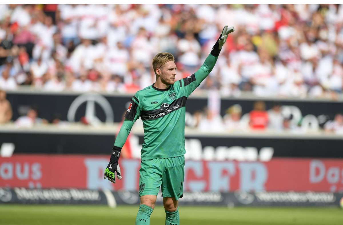 Kaum zu überwinden: Florian Müller hielt den VfB gegen RB Leipzig mit etlichen Glanzparaden im Spiel.
