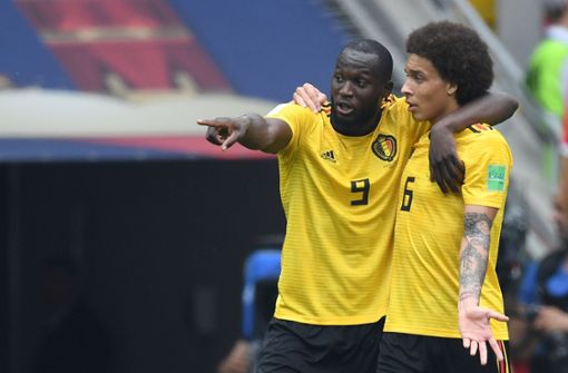Romelu Lukaku (links) will mit Belgien bei der WM 2018 den Gruppensieg holen. Foto: AFP