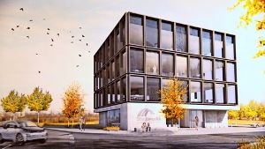 So soll der Stadtwerke-Verwaltungsneubau in Leinfelden einmal aussehen. Der Sieger­entwurf des Büros Lima Architekten basiert auf viel Glas. Foto: Norbert J. Leven