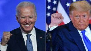 Joe Biden oder Donald Trump – der ehemalige Vizepräsident der USA hat die Nase im Rennen gegen den amtierenden Präsidenten vorn. Foto: AFP/ANGELA WEISS