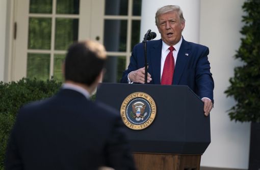 Donald Trump bei einer Pressekonferenz im Garten des Weißen Hauses. Foto: AP/Evan Vucci