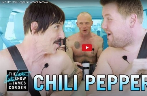 Zogen blank: Die Band Red Hot Chili Peppers beim Auto-Karaoke in der Late Late Show von James Corden. Foto: Youtube