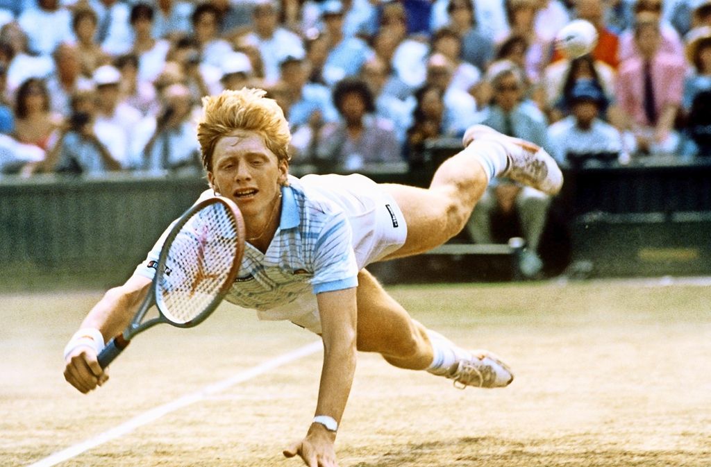 Serve-and-Volley-Legenden auf Rasen: Der ehemalige deutsche Tennis-Superstar Boris Becker...
