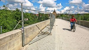 Wenn auf der Brücke viel los ist, müssen die Fußgänger auf die Radspur in der Mitte ausweichen. Foto: Bulgrin