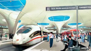 Laut einem Gutachten könnte die Schrägneigung der Gleise beim geplanten Tiefbahnhof Stuttgart 21 zu gefährlichen Unfallrisiken für die Fahrgäste führen. Grafik: dpa