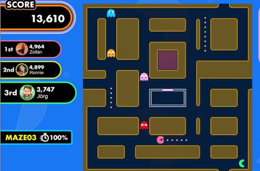 Bis zu vier Spieler können sich beim Kultspiel „Pac-Man“ auf Facebook gemeinsam durch ein Labyrinth futtern. Foto:  