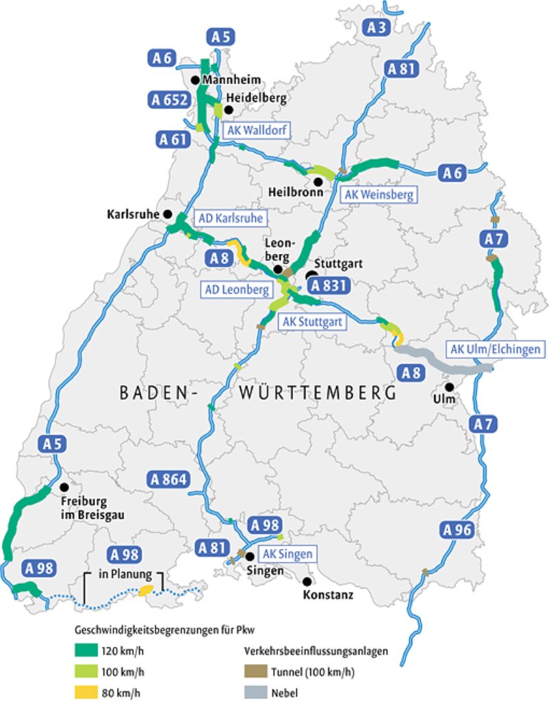 Deutschland Autobahn Geschwindigkeitsbegrenzung Karte - Bilder