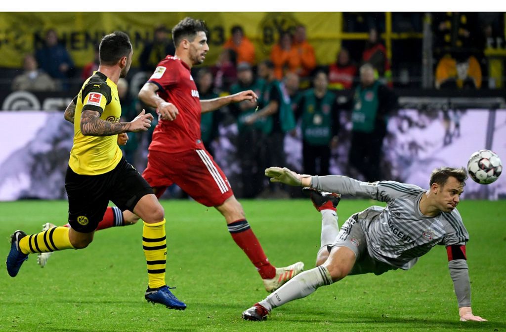 Das bislang letzte Duell: Noch ein halbes Jahr zuvor hatten die Bayern den Rivalen 6:0 gedemütigt, diesmal reicht eine zweimalige Führung nicht. Nach einem Doppelpack von BVB-Kapitän Marco Reus dreht Joker Paco Alcacer das Spiel (73.). Die Bayern unterliegen in Dortmund 2:3 und haben im November 2018 sieben Punkte Rückstand auf den Spitzenreiter.