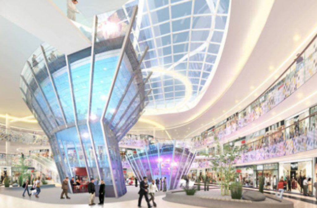 So soll das Einkaufszentrum im Europaviertel auf dem A1-Areal von innen aussehen. Wie sich die Architekten das Bachland hinter dem Hauptbahnhof vorstellen? Klicken Sie sich durch weitere Bilder.  Foto: ECE