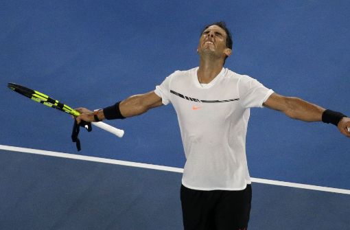 Rafael Nadal nach seinem Sieg über Marcos Baghdatis aus Zypern. Foto: AP