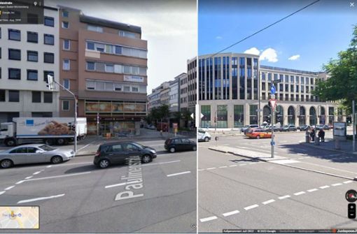 Auf Google Street View sind jetzt neue Aufnahmen aus Stuttgart zu sehen. Wir stellen alte und neue Aufnahmen gegenüber. Foto: Google/JuxtaposeJS