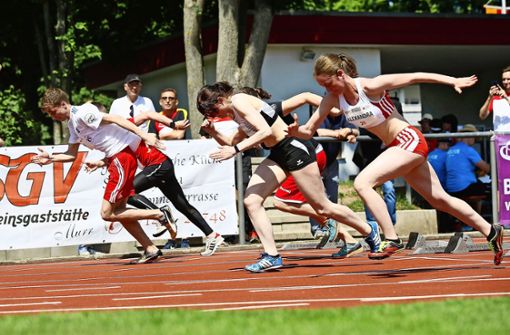 Alexandra Funk (vorne) geht in Newcastle in fünf Leichtathletik-Disziplinen an den Start, darunter beim 100-Meter-Lauf. Foto: Archiv (avanti)