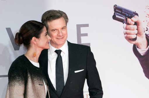Colin Firth und seine Frau Livia bei der Kingsman-Premiere in Berlin. Foto: dpa