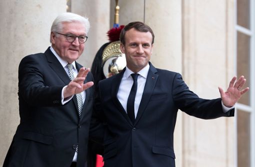 Die Präsidenten Deutschlands und Frankreichs, Steinmeier und Macron, gedenken gemeinsam. Foto: dpa